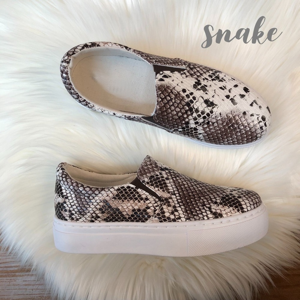 Platform Brown/ White Snake Slip On